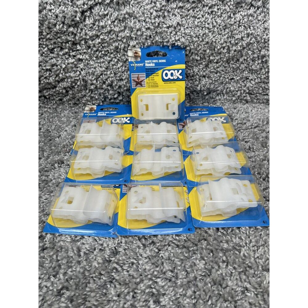 Lot Of 10 OOK White Vinyl Siding Christmas Decorations Hangers 4 Hooks Pack